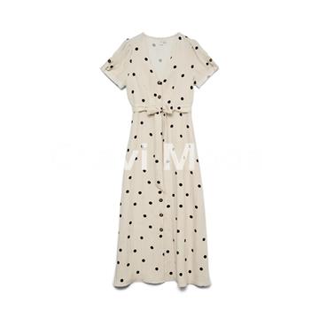 VESTIDO BEIS DE LUNARES NEGROS - Imagen 1