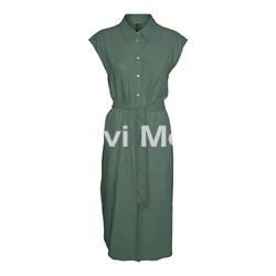 VESTIDO CAMISERO DE LINO VERDE - Imagen 1