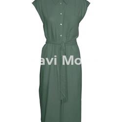 VESTIDO CAMISERO DE LINO VERDE - Imagen 1
