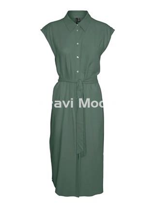 VESTIDO CAMISERO DE LINO VERDE - Imagen 1