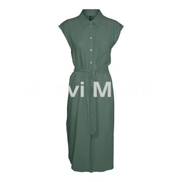 VESTIDO CAMISERO DE LINO VERDE - Imagen 1