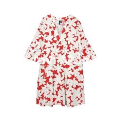 VESTIDO CORAL CORTO ESTAMPADO DE FLORES BLANCAS - Imagen 1