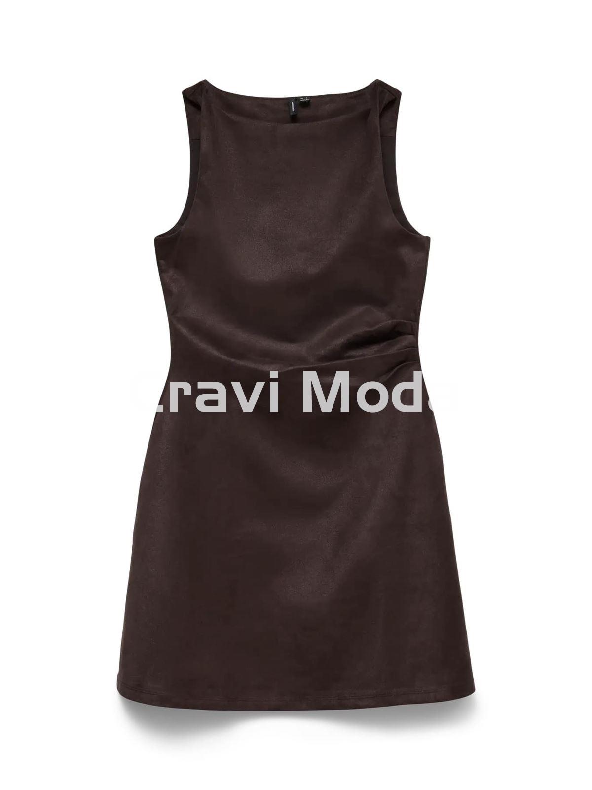 VESTIDO CORTO MARRON CHOCOLATE - Imagen 1
