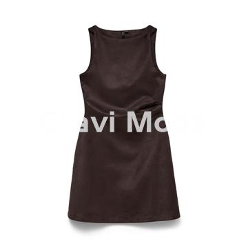 VESTIDO CORTO MARRON CHOCOLATE - Imagen 1