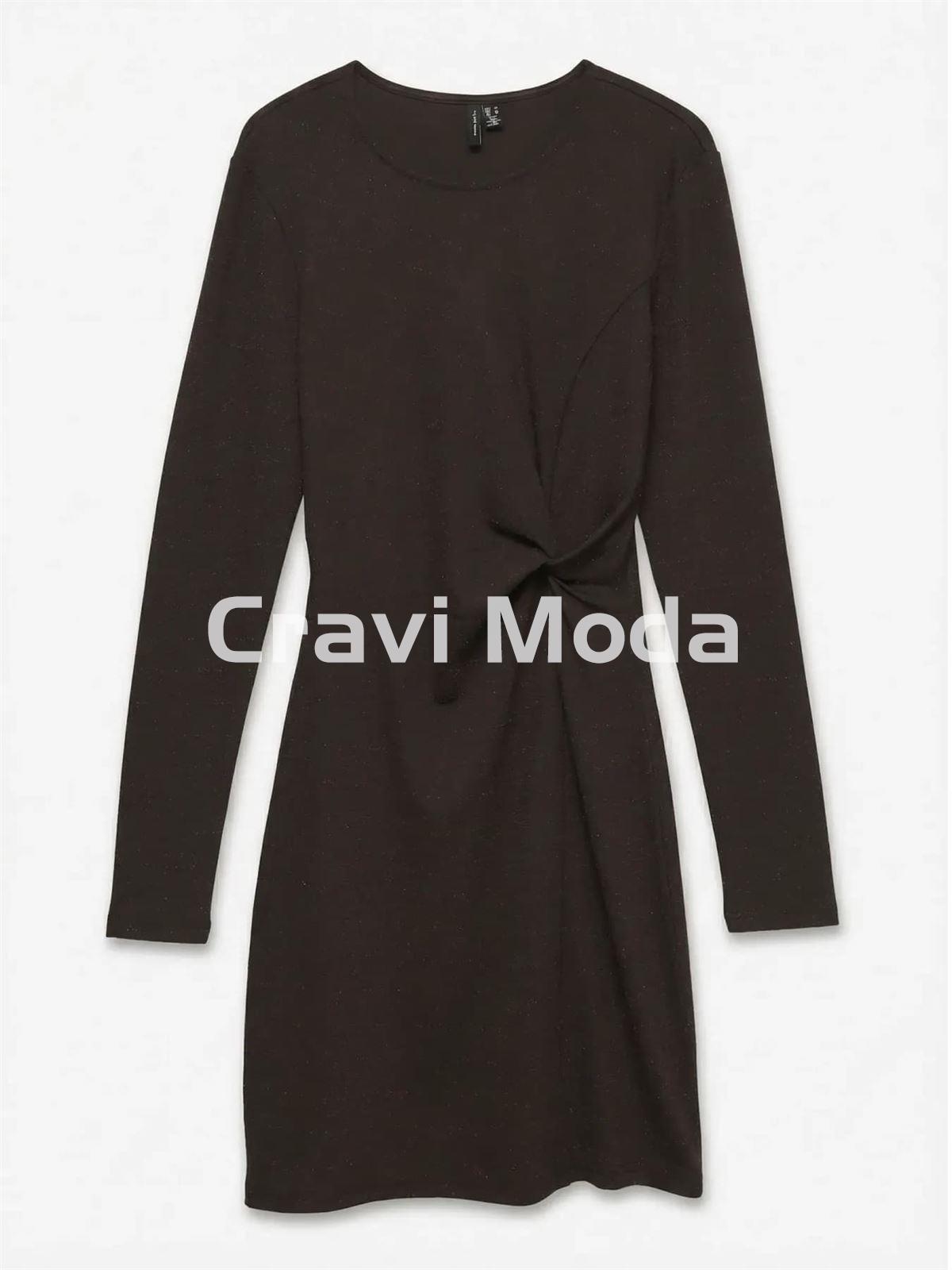 VESTIDO CORTO MARRÓN CHOCOLATE - Imagen 1