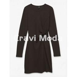 VESTIDO CORTO MARRÓN CHOCOLATE - Imagen 1