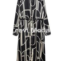 VESTIDO ESTAMPADO GEOMETRICO NEGRO - Imagen 1