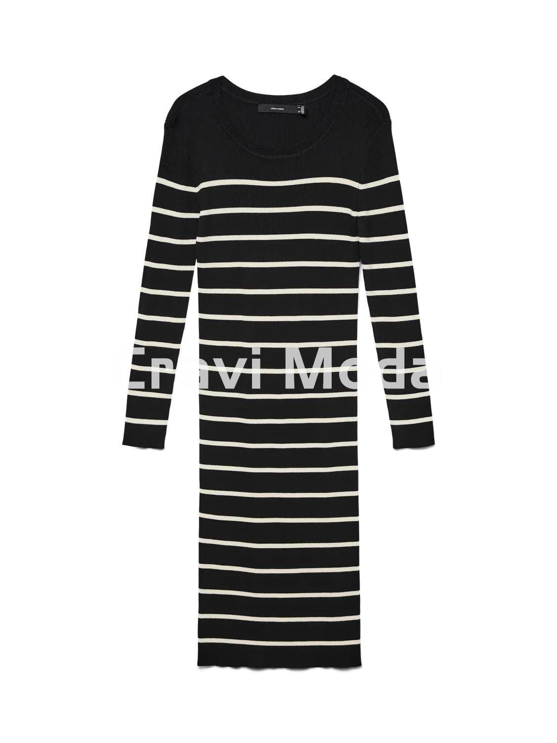 VESTIDO NEGRO DE RALLAS - Imagen 1