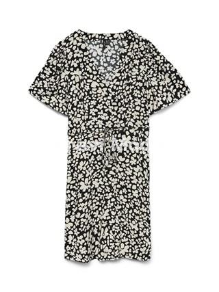 VESTIDO NEGRO ESTAMPADO DE FLORES BLANCAS - Imagen 1