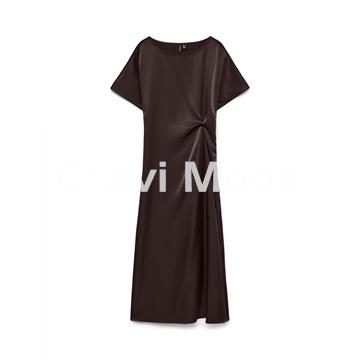 VESTIDO SATINADO MARRON CHOCOLATE - Imagen 1